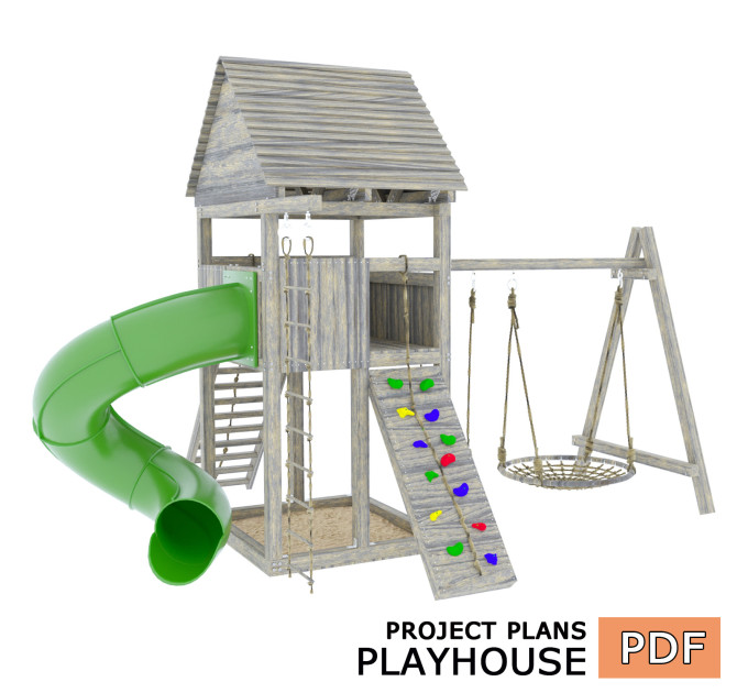 Playhouse build plan for kids, Playset DIY, Treehouse - Digital Download Only