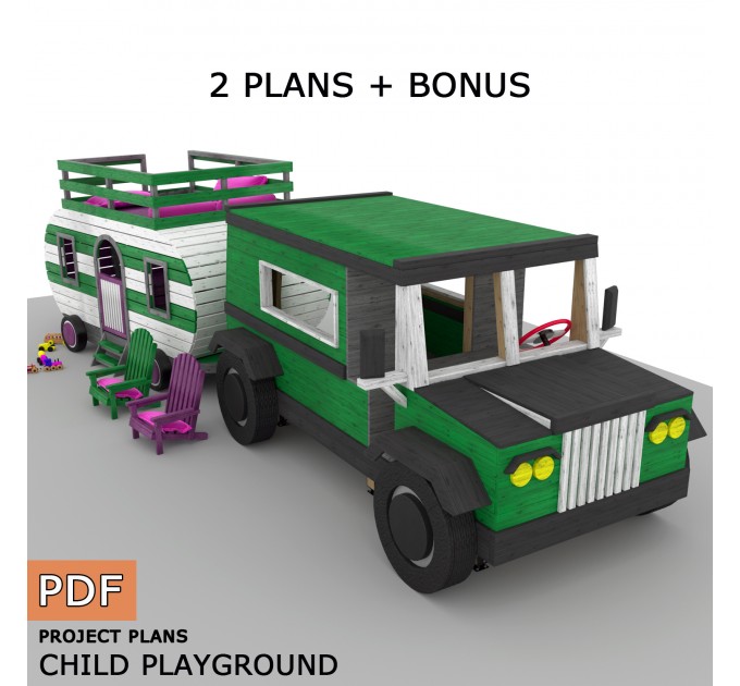 Kids Auto & Camper Playset DIY Plans - Digital PDF for Building Your Dream Playhouse