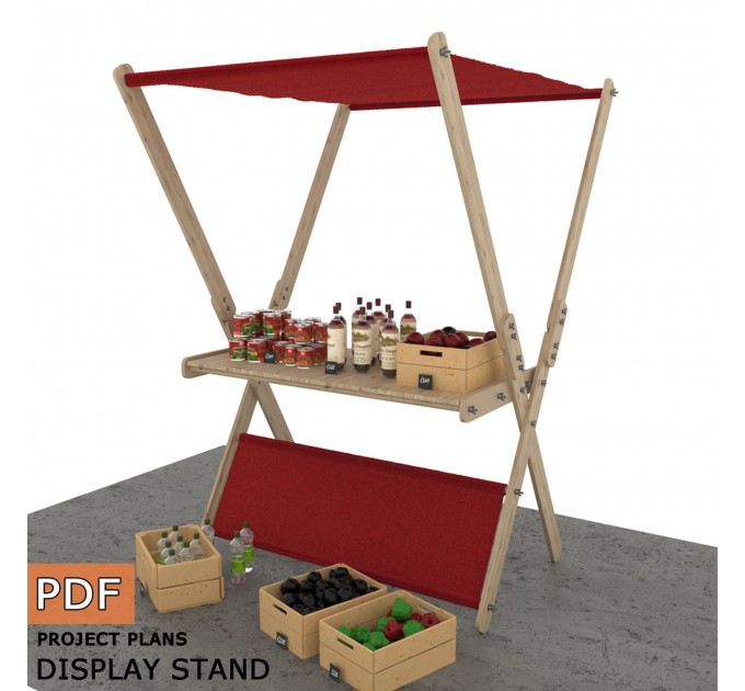 DIY Construction plan for display stand, portable stand, crafting stand, wood shelves plan, vendor display stand - Digital Download Only