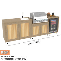 DIY Outdoor grill kitchen - 10ft, Grill cabinet, Grill table, Grill master center, Outdoor kitchen - Digital Download Only