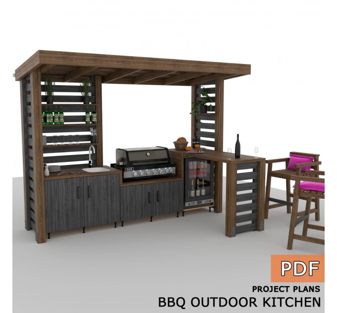 Step-by-Step Wooden Outdoor Kitchen Plans - Digital Download