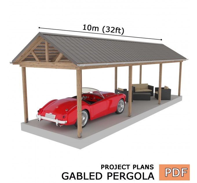 Wood gazebo plan, Gable pergola, Complete pavilion, Gable timber frame pavilion - Digital Download Only